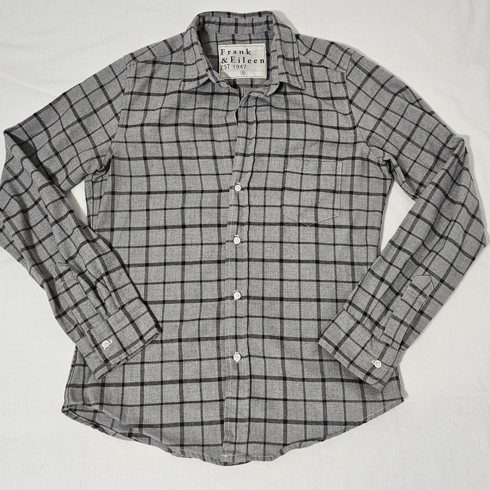 Frank & Eileen Barry Gray Plaid Cotton Button Down Shirt Small Made in USA - Picture 4 of 8